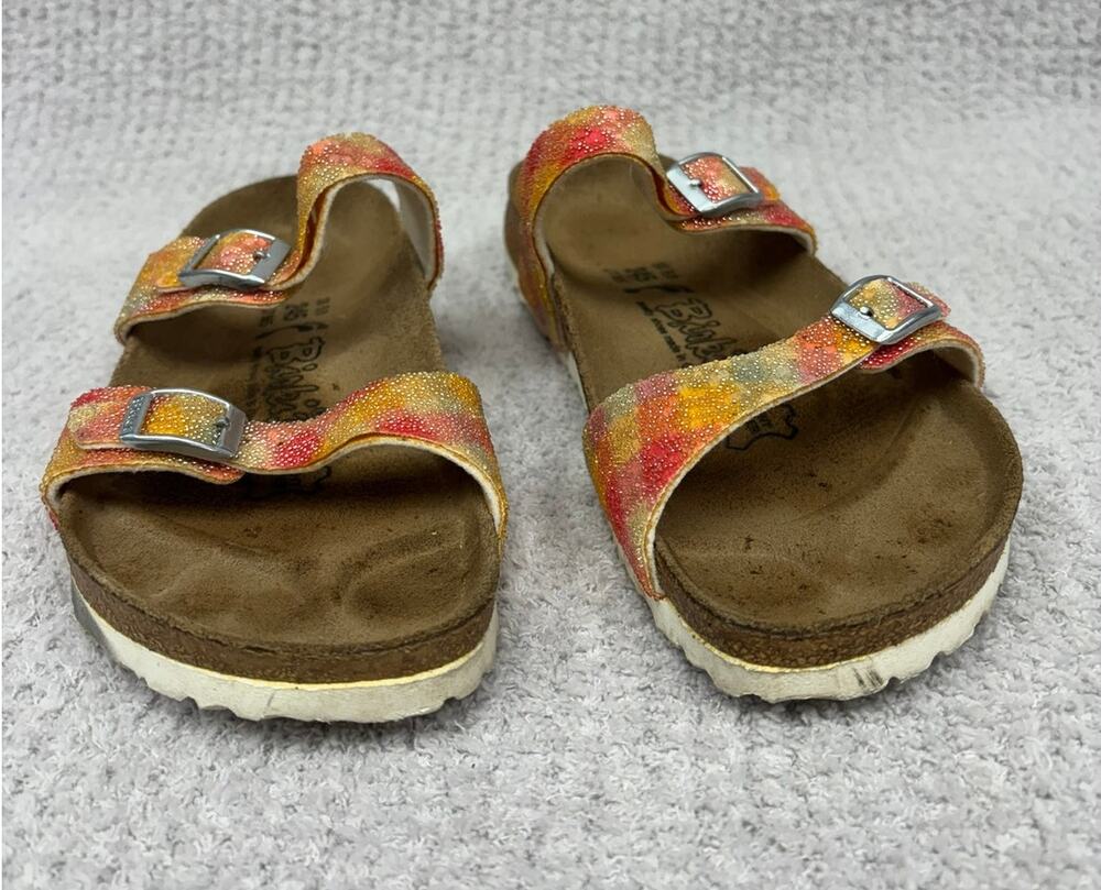 Birki's by Birkenstock Pink Orange Sandals Size 7 Narrow Fit AS IS #79756